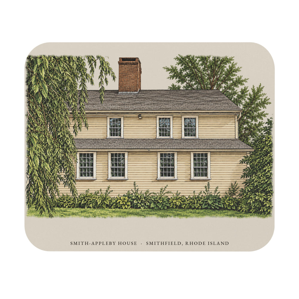 Smithfield Smith-Appleby House mouse pad mockup showing the full illustrated print