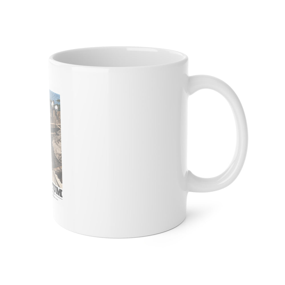 Repairing wood bulkhead-Billings Creek, Squantum 11 oz White Ceramic Mug - Boston Harbor
