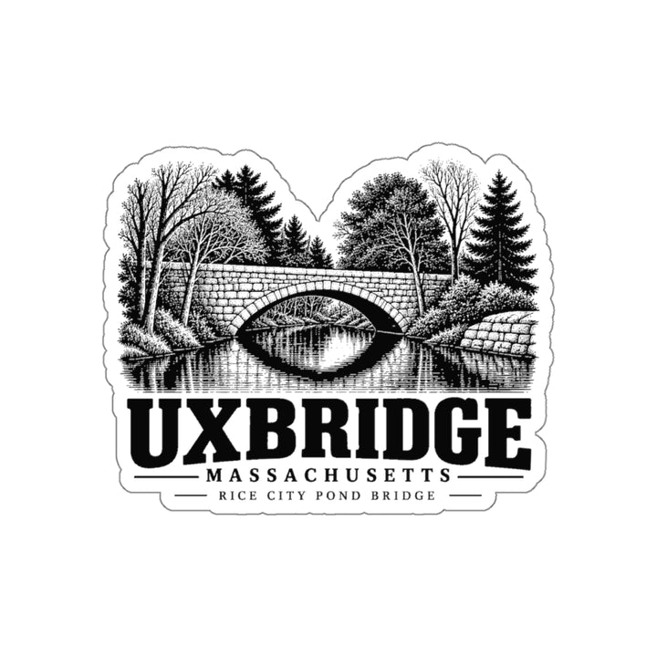 Uxbridge Rice City Pond Bridge 4 in Die-Cut Sticker product mockup