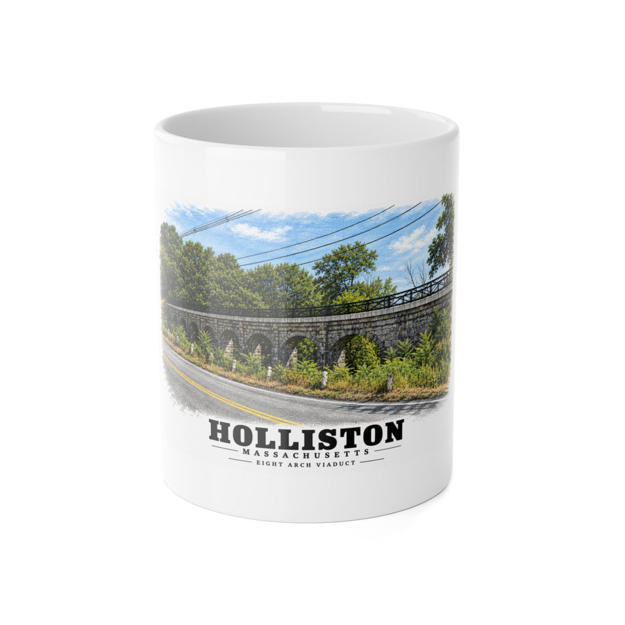 Eight Arch / Bogastow Brook Viaduct, Woodland Street, Upper Charles Rail Trail 11 oz White Ceramic Mug - Charles River