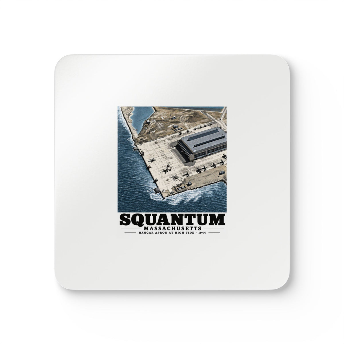 NAS Squantum at high tide Cork Back Coaster Set - Boston Harbor