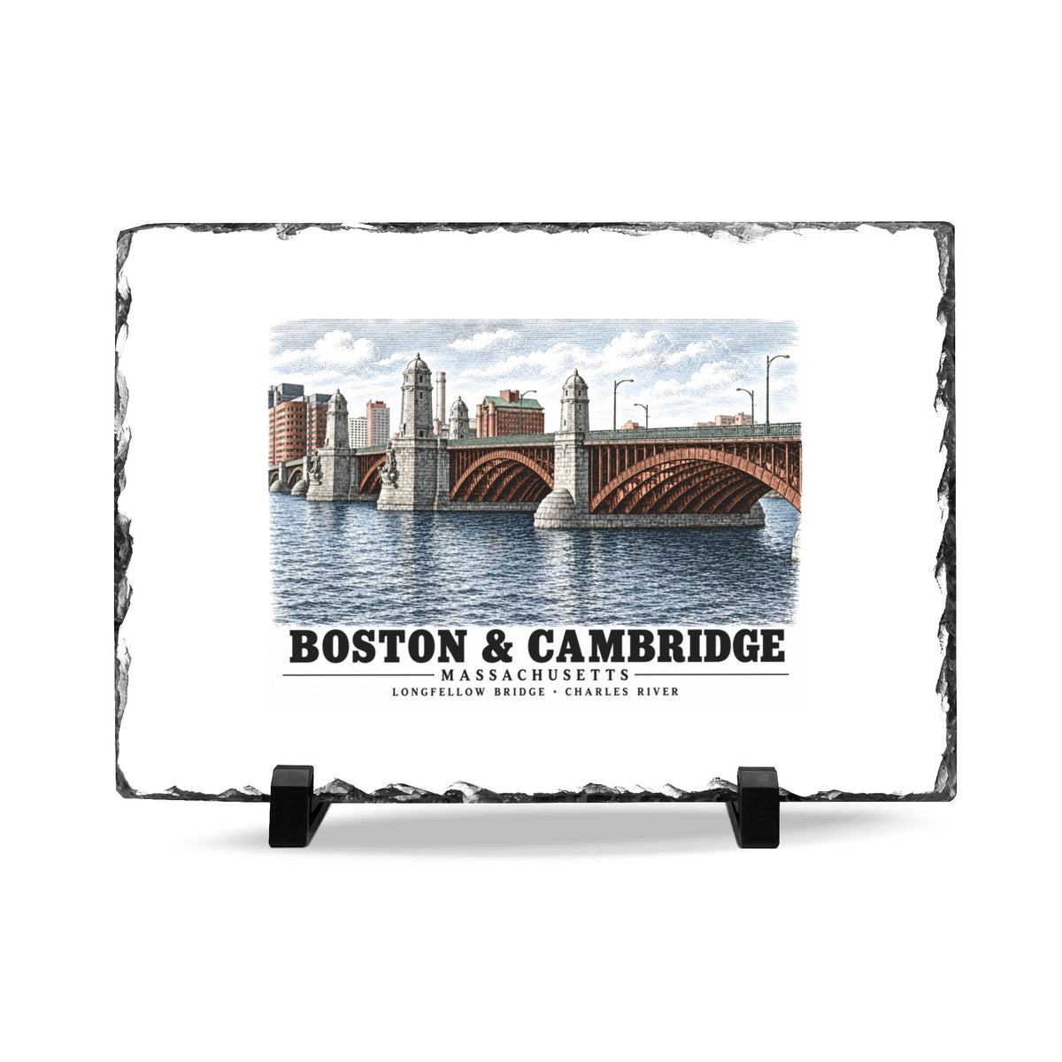 Longfellow Bridge, Charles Circle / Main Street across Charles River 7 × 11 in Slate Desk Plaque - Charles River
