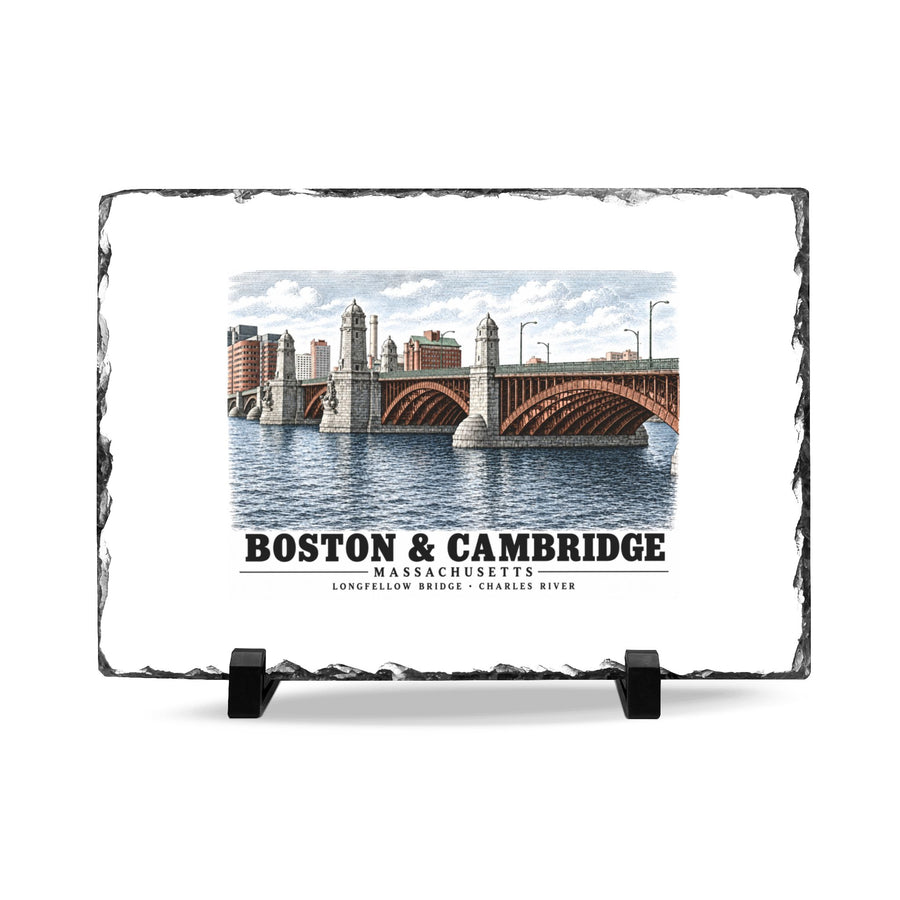 Longfellow Bridge, Charles Circle / Main Street across Charles River 7 × 11 in Slate Desk Plaque - Charles River