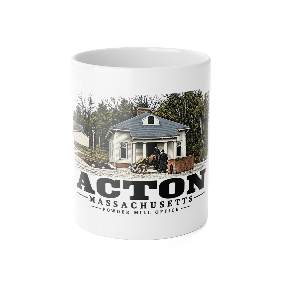 Illustrated Powder Mill Office in Acton on ceramic mug