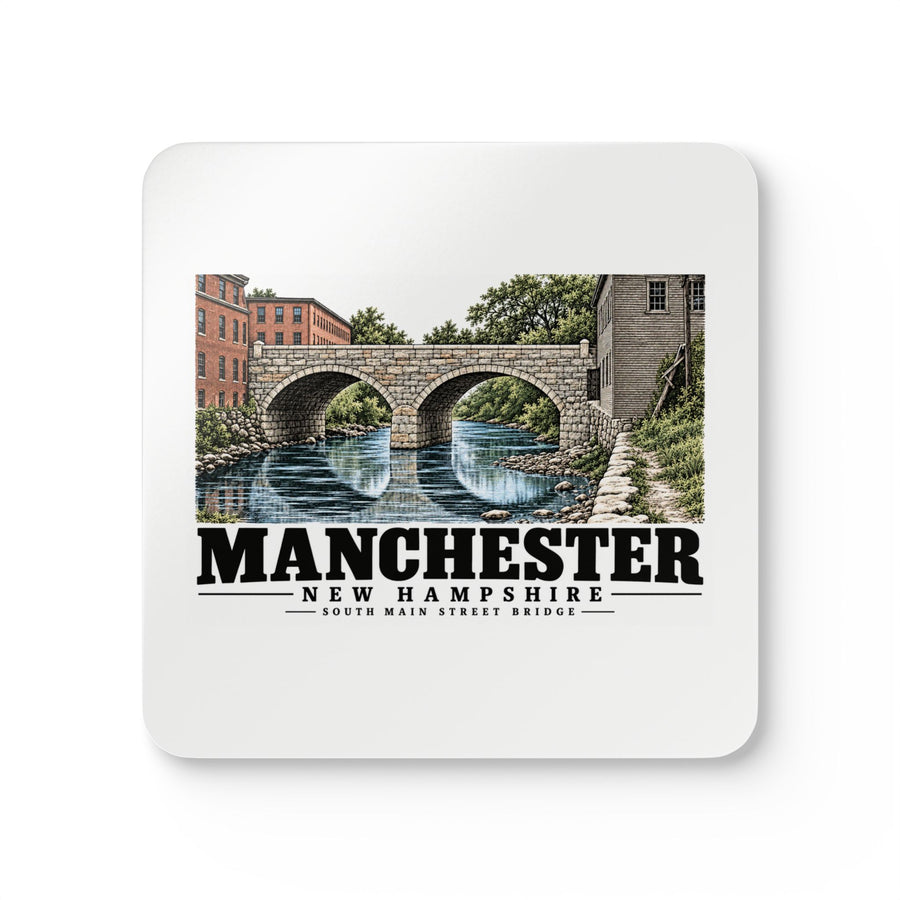 Manchester South Main Street stone-arch bridge Cork Back Coaster Set - Merrimack Valley Goods