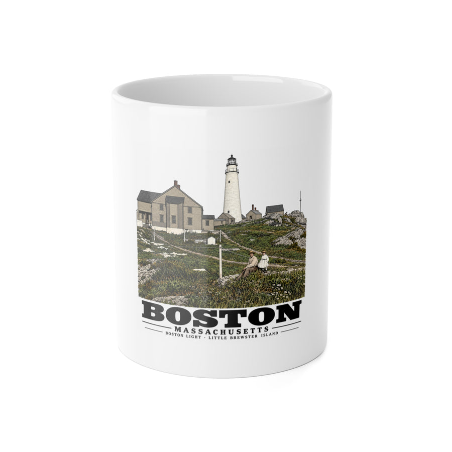 Boston Lower Light and Little Brewster, East 11 oz White Ceramic Mug - Boston Harbor