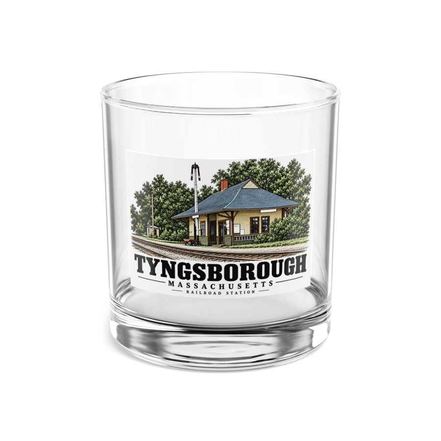 Tyngsboro railroad station, Tyngsborough illustration on 10 oz rocks glass — front view