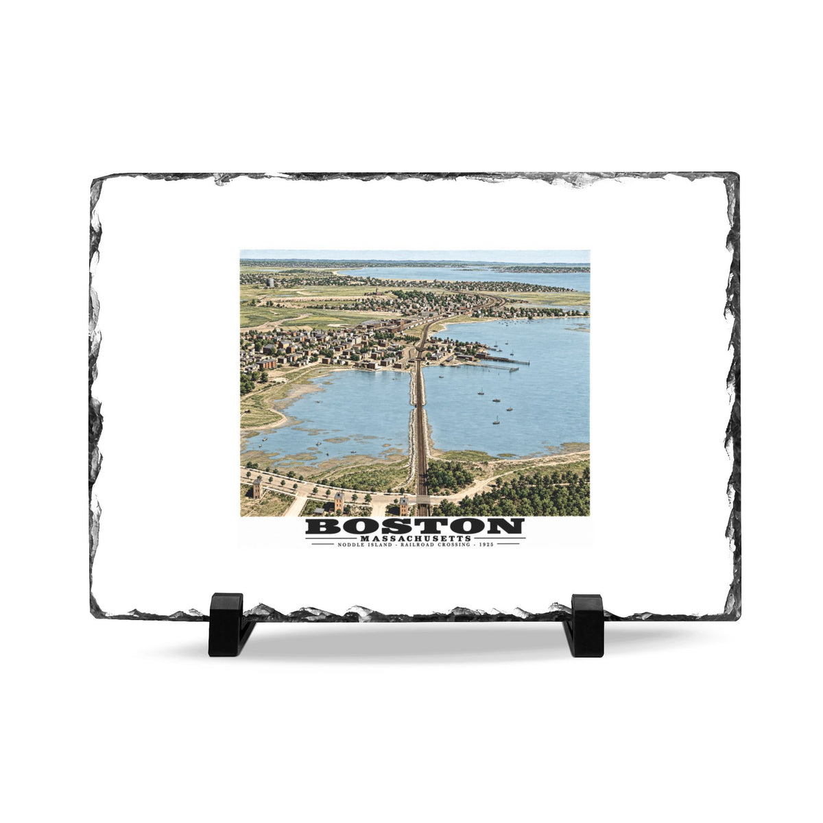 Boston. Chelsea and Revere 7 × 11 in Slate Desk Plaque - Boston Harbor