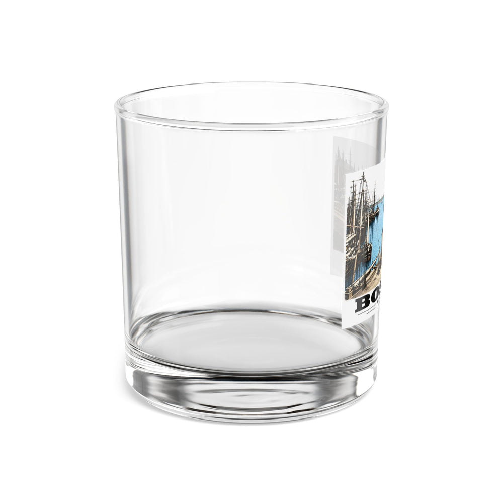 India Wharf and dock, Boston 10 oz Rocks Glass - Boston Harbor