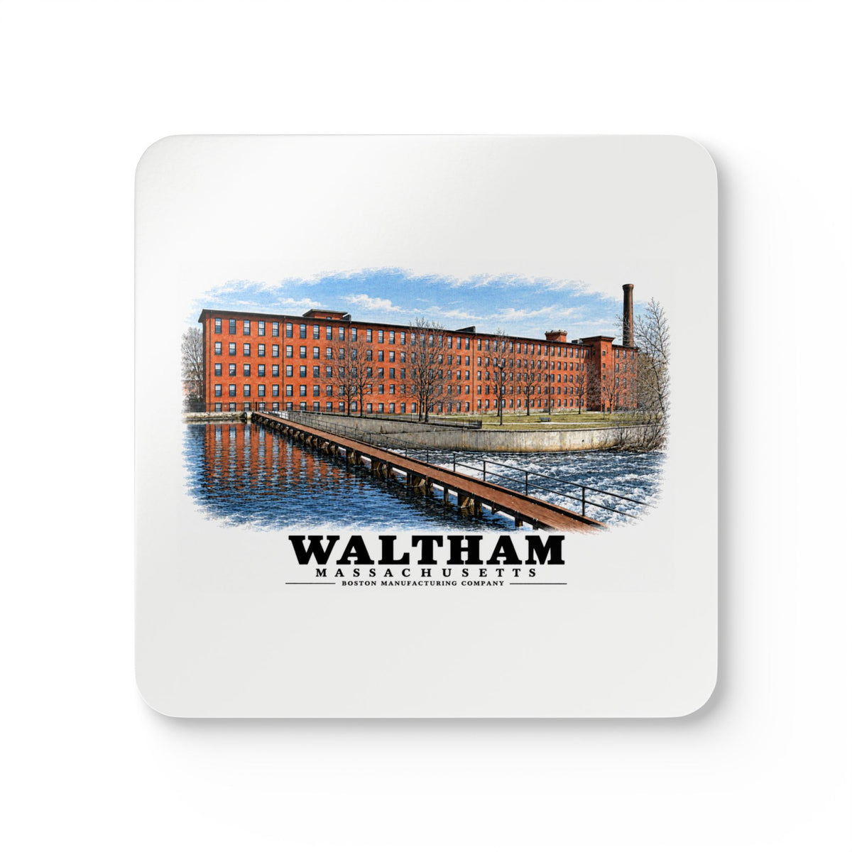 Boston Manufacturing Company, 144-190 Moody Street; Moody Street Dam, Charles River Cork Back Coaster Set - Charles River