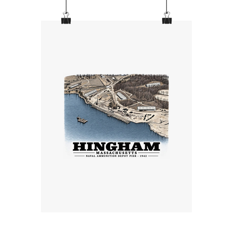 Construction progress New pier USNAD, Hingham, MA Matte Heritage Poster — 11 × 14 and 18 × 24 in - Boston Harbor