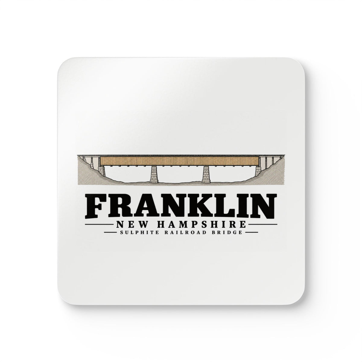 Franklin Sulphite Railroad Bridge measured drawing Cork Back Coaster Set - Merrimack Valley Goods