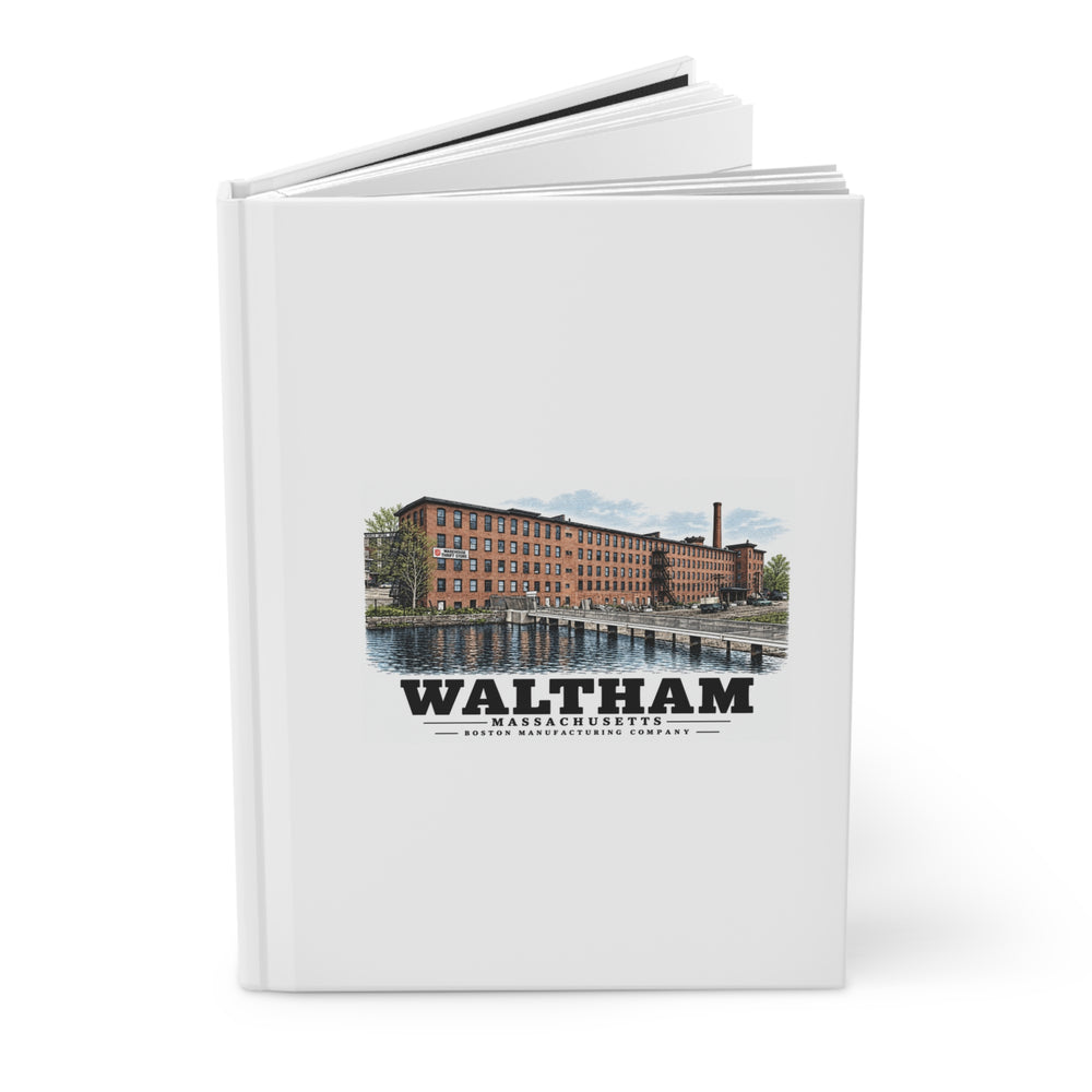 Illustrated Boston Manufacturing Company in Waltham on matte hardcover journal