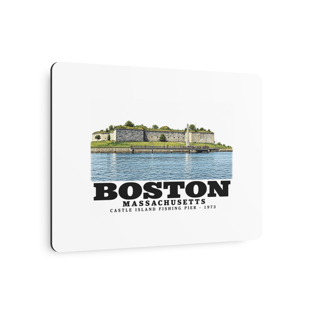 Castle Island, includes Fishing Pier 7 × 5 in Horizontal Metal Wall Art - Boston Harbor
