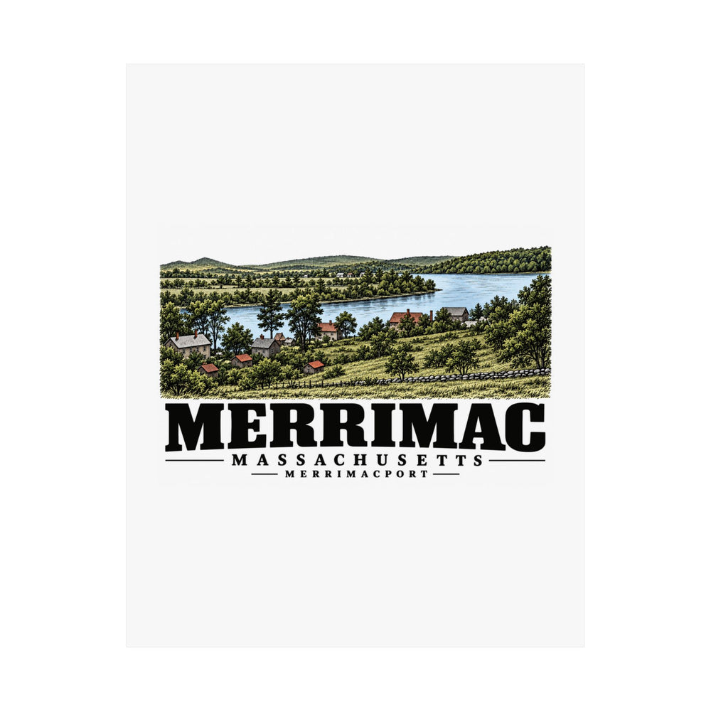 11 x 14 unclipped front of View from Noyes Hill at Merrimacport matte poster, Merrimac, Massachusetts.