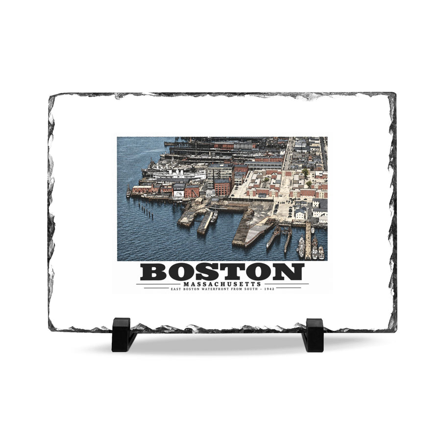 Maritime Coal Co., East Boston, MA -from South 1000 ft. 7 × 11 in Slate Desk Plaque - Boston Harbor