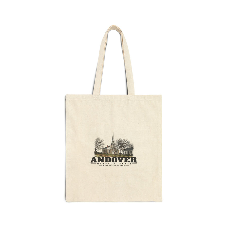 West Parish Church exterior, frontispiece Natural + Black Heavy Canvas Tote - Merrimack Valley Goods
