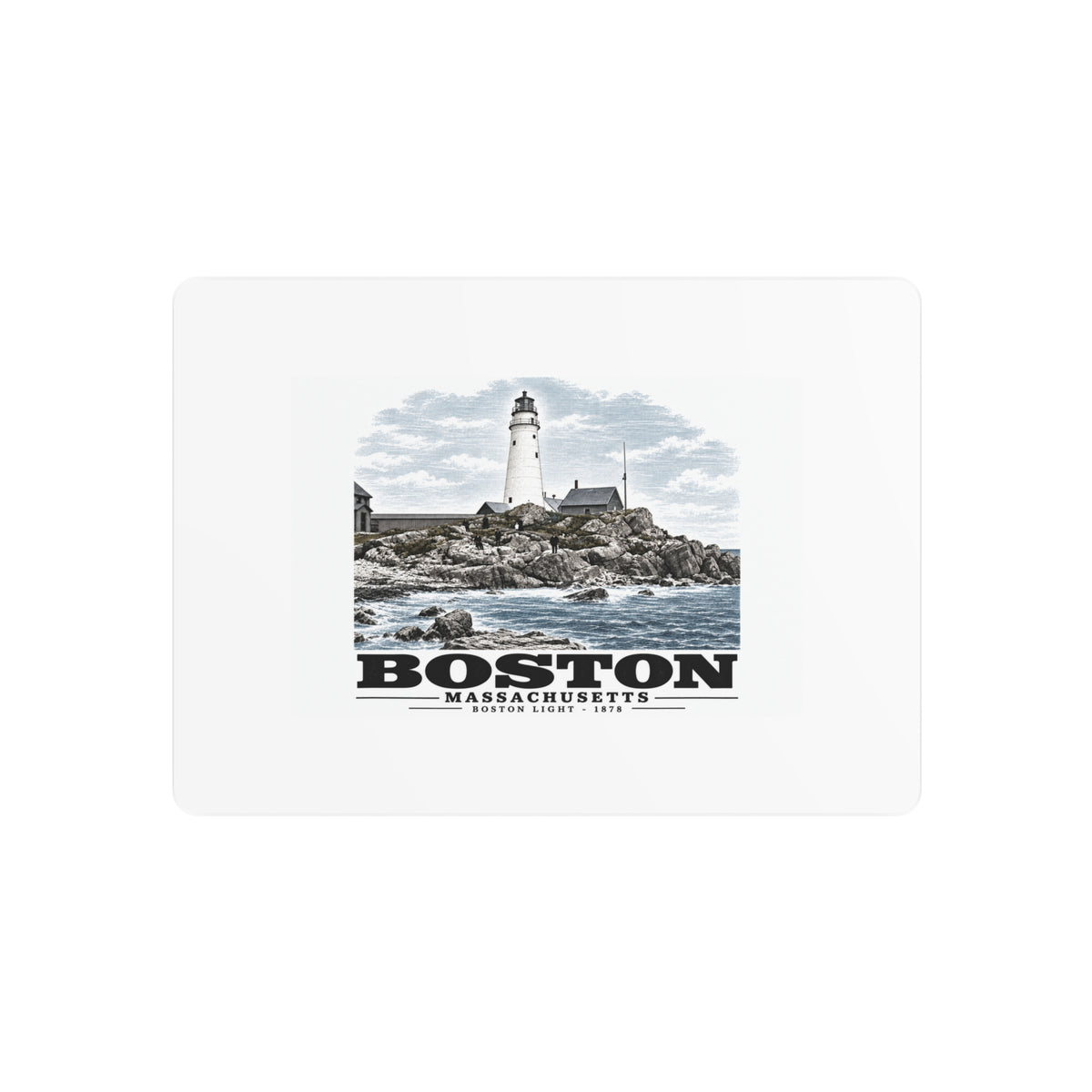 Boston Light, Boston Harbor, Mass. 7 × 5 in Horizontal Metal Wall Art - Boston Harbor