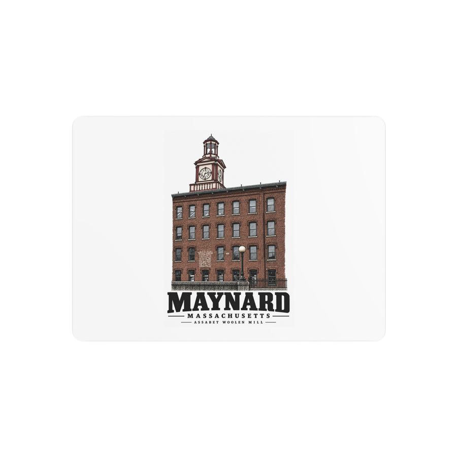 Illustrated Assabet Woolen Mill in Maynard on metal art sign