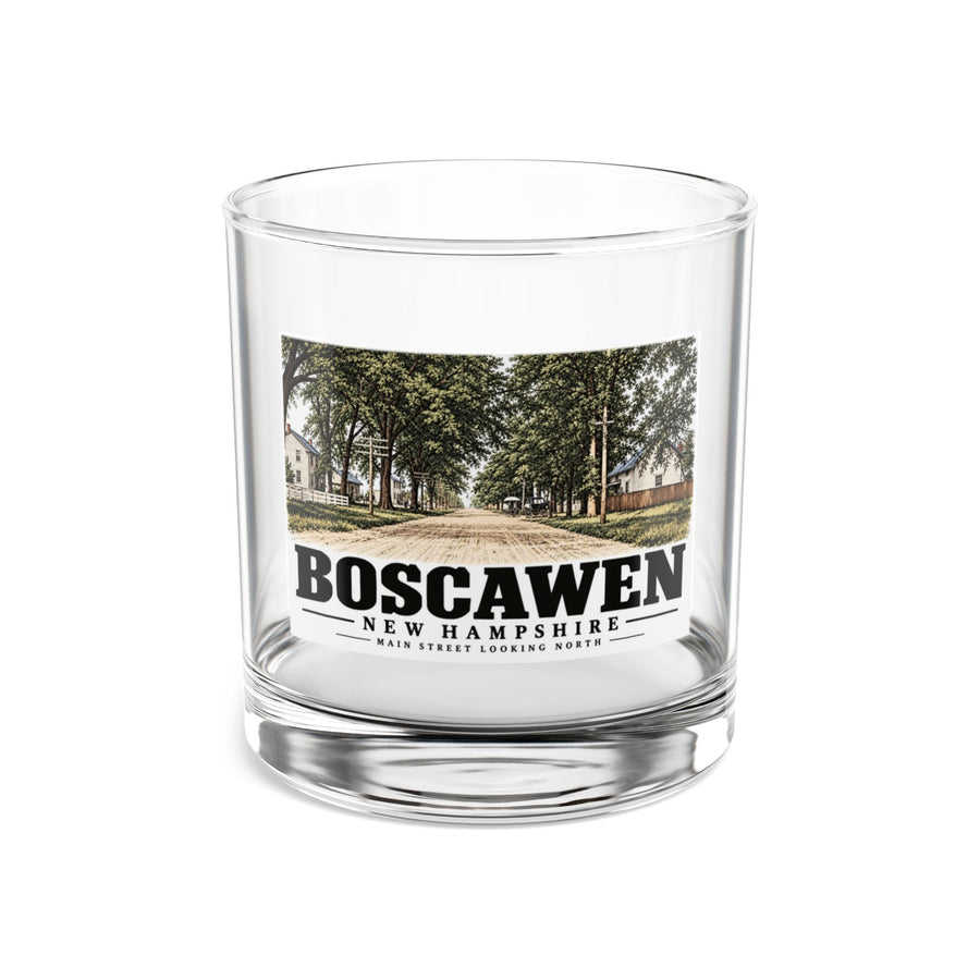 Main Street looking north, Boscawen illustration on 10 oz rocks glass — front view