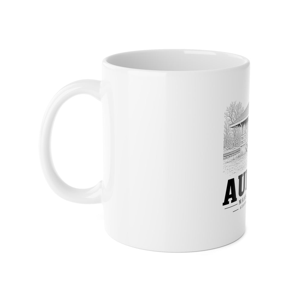 Auburn Railroad Depot 11 oz Ceramic Mug in White — left view