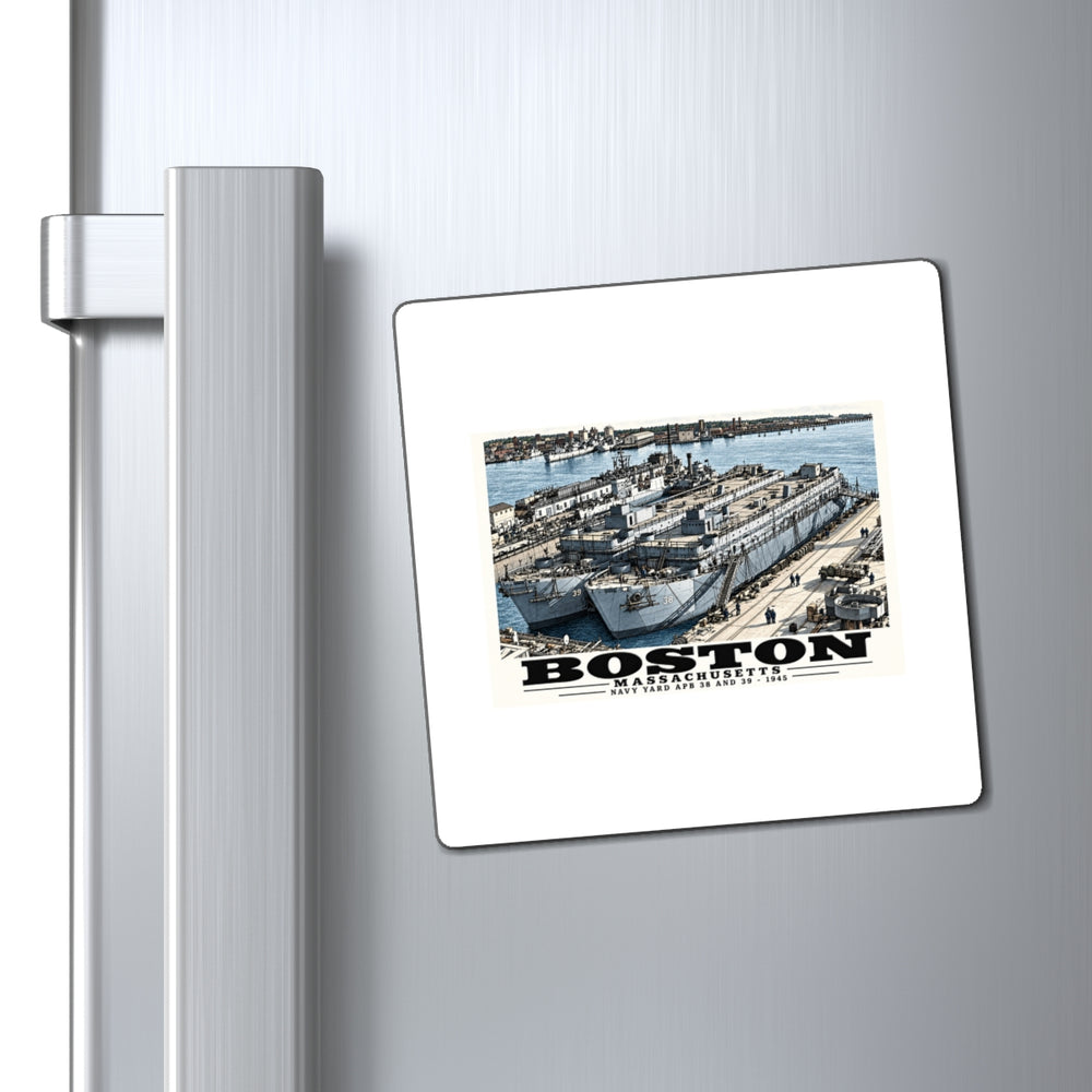Illustrated APB-38 and APB-39 at Boston Navy Yard in Charlestown on square magnet