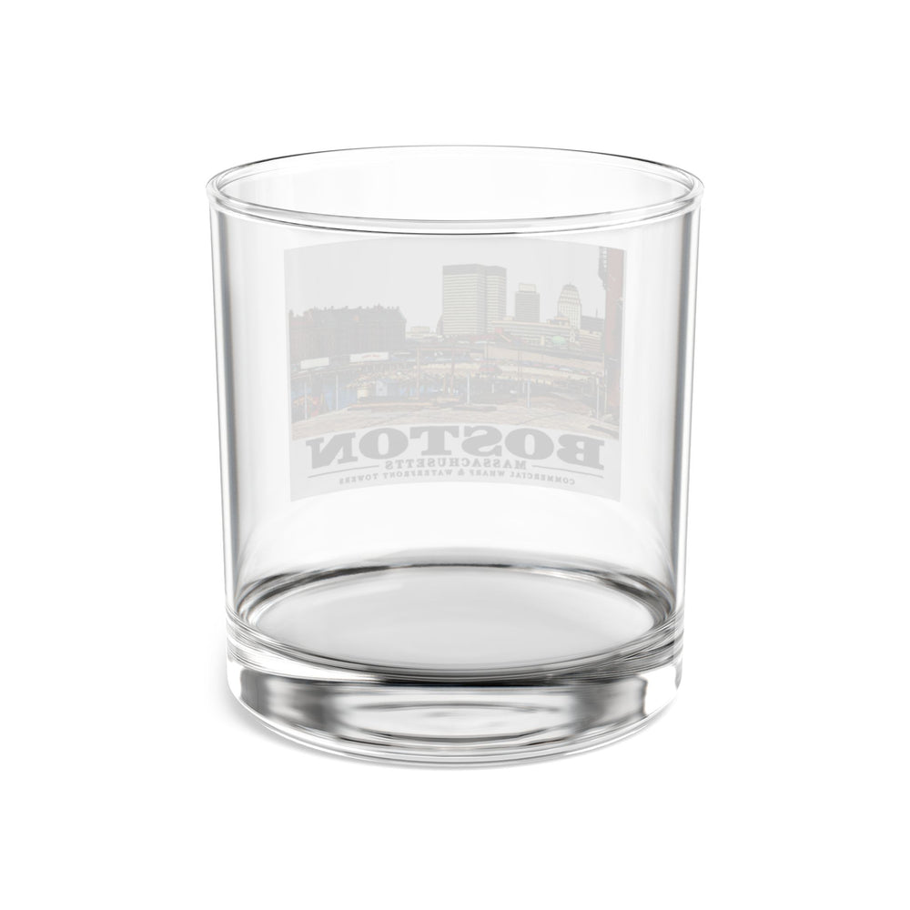 Commercial Wharf with new buildings 10 oz Rocks Glass - Boston Harbor