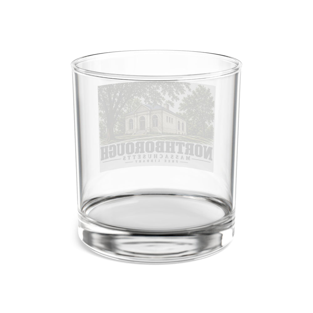 Illustrated Free Library in Northborough on rocks glass