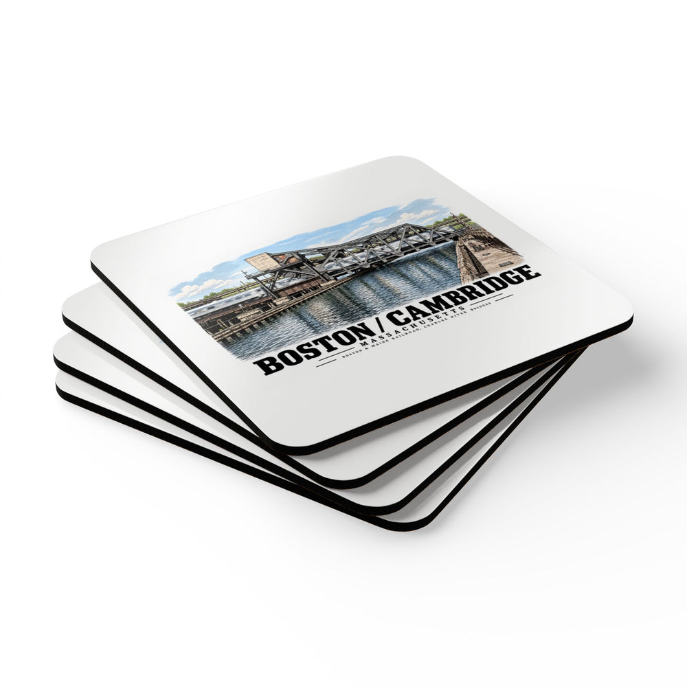 1.  GENERAL VIEW SHOWING BRIDGE IN 'CLOSED' POSITION - Boston & Maine Railroad, Charles River Bridges, Charles River, North Station vicinity, Boston, Suffolk County, MA Cork Back Coaster Set - Charles...