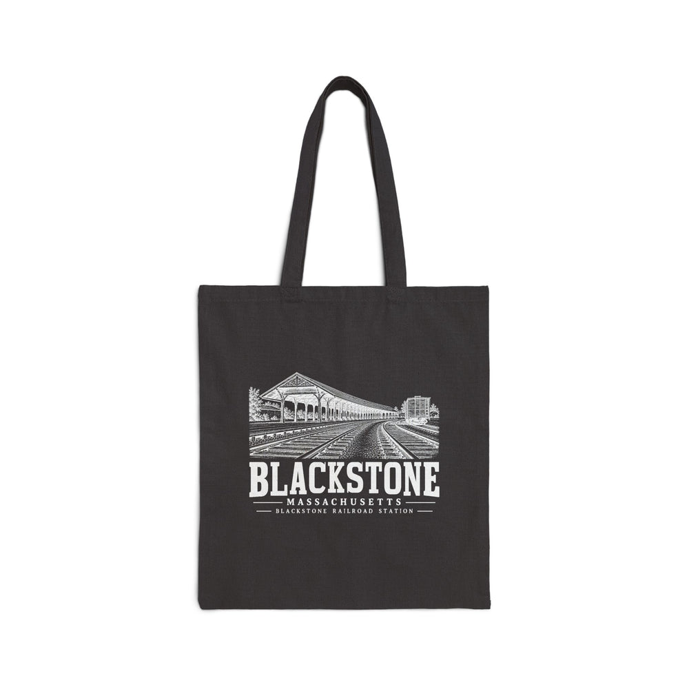 Blackstone Railroad Station Heavy Canvas Tote in Black — front view