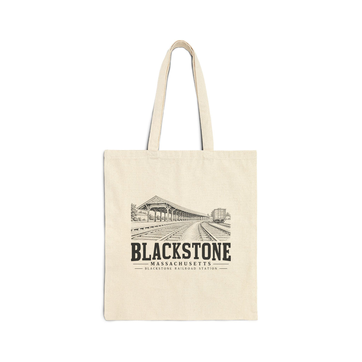 Blackstone Railroad Station Heavy Canvas Tote in Natural — front view