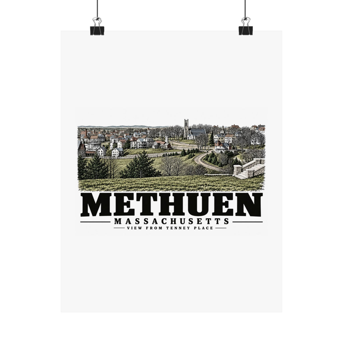 11 x 14 front of View from Tenney Place matte poster, Methuen, Massachusetts.