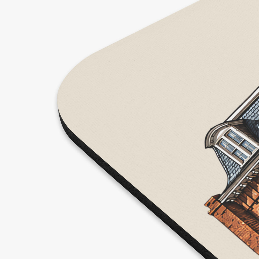 Northbridge Linwood Cotton Mill mouse pad mockup showing the full illustrated print