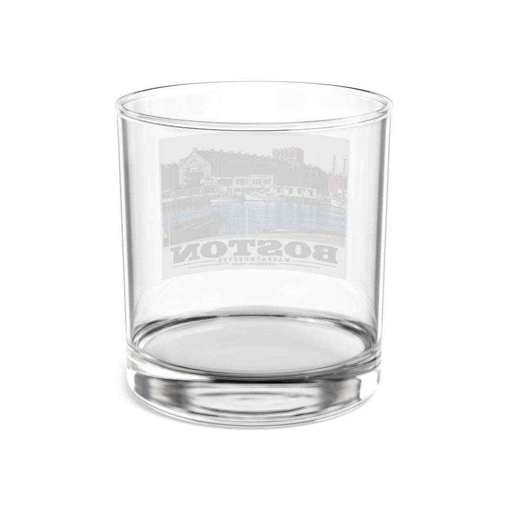 Commercial Wharf from Long Wharf 10 oz Rocks Glass - Boston Harbor