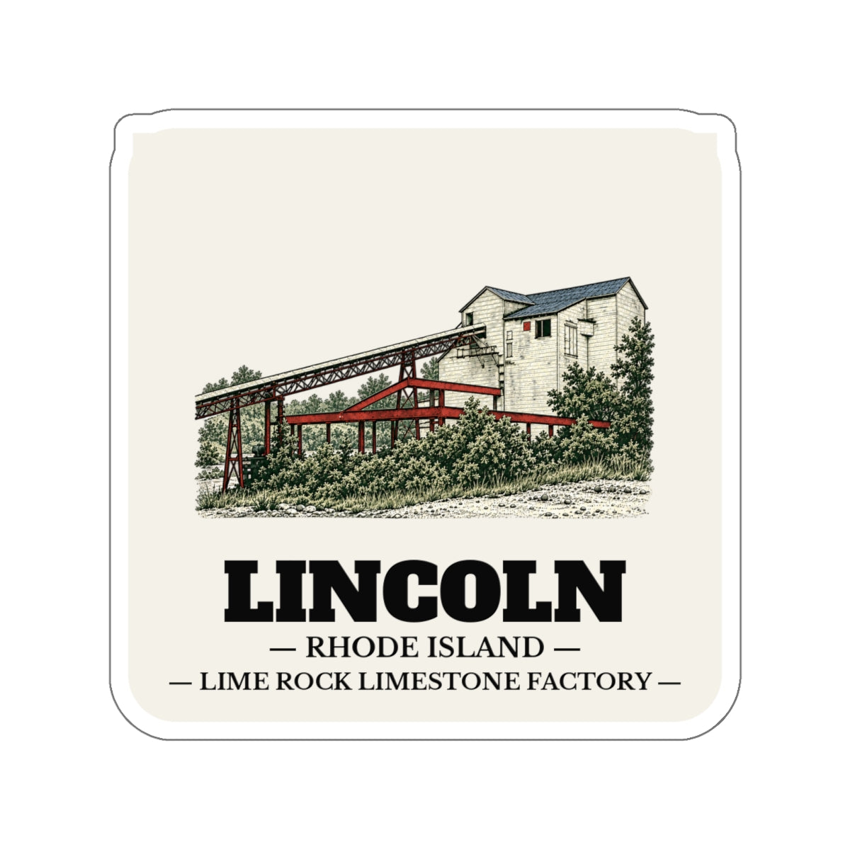 Lincoln Lime Rock Limestone Factory 4 in Die-Cut Sticker