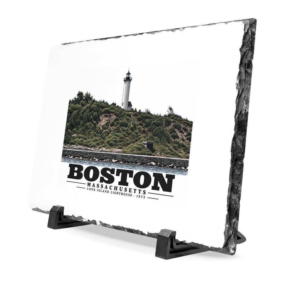 Long Island Lighthouse 7 × 11 in Slate Desk Plaque - Boston Harbor