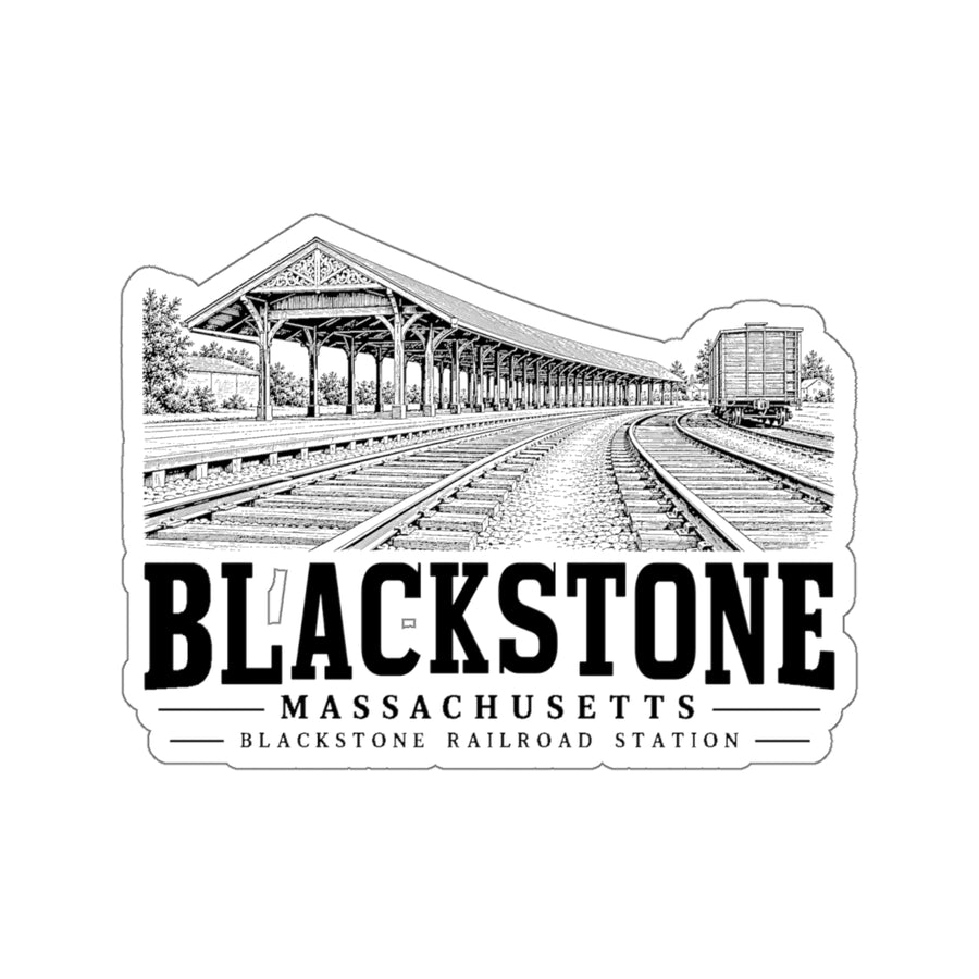 Blackstone Railroad Station 4 in Die-Cut Sticker in White — front view