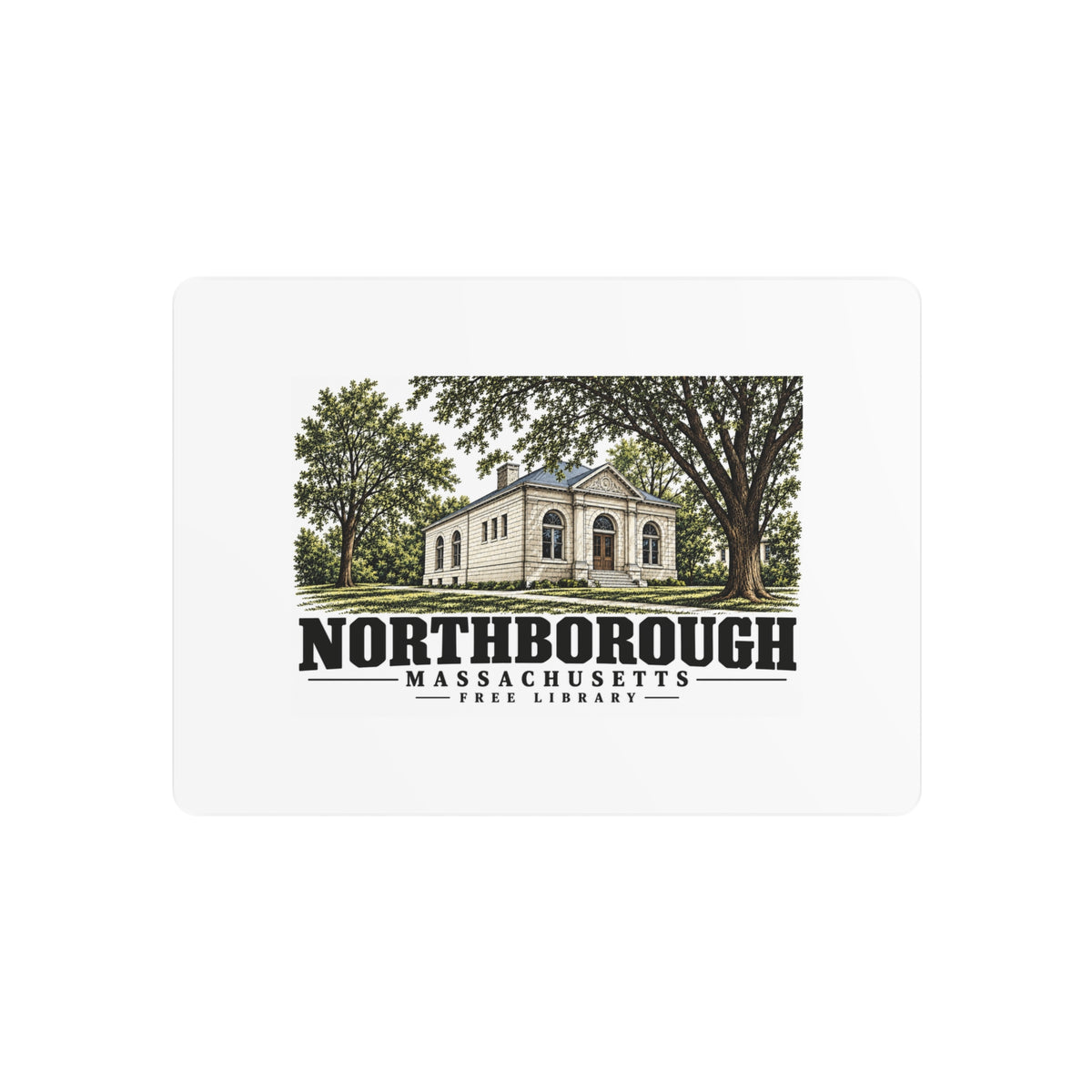 Illustrated Free Library in Northborough on metal art sign