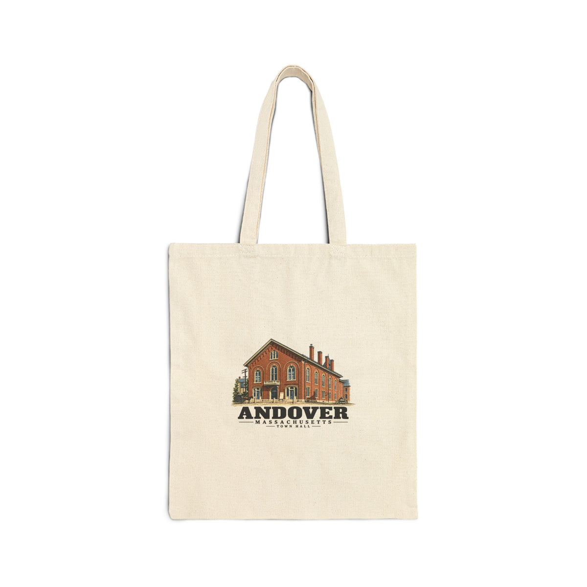 Town Hall, Andover Natural + Black Heavy Canvas Tote - Merrimack Valley Goods