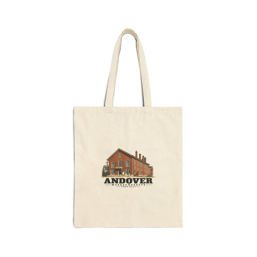 Town Hall, Andover Natural + Black Heavy Canvas Tote - Merrimack Valley Goods