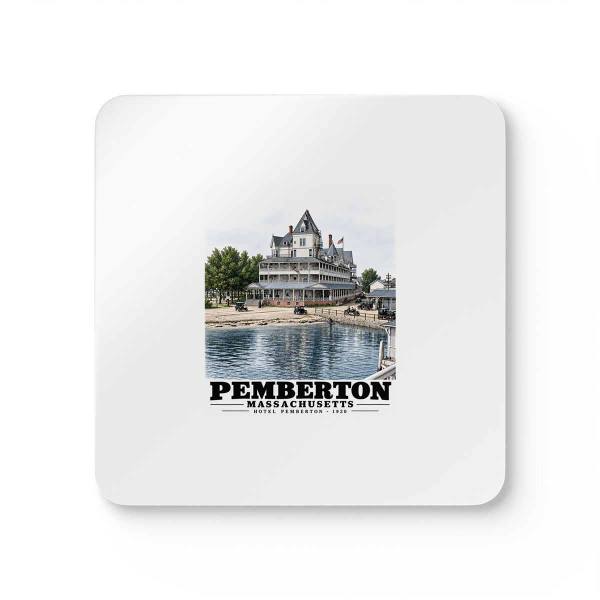 Hotel Pemberton, Nantasket Cork Back Coaster Set - Boston Harbor