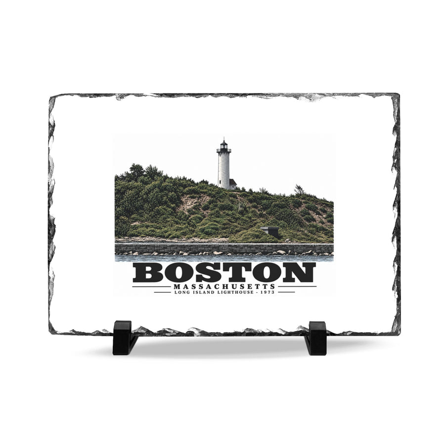 Long Island Lighthouse 7 × 11 in Slate Desk Plaque - Boston Harbor
