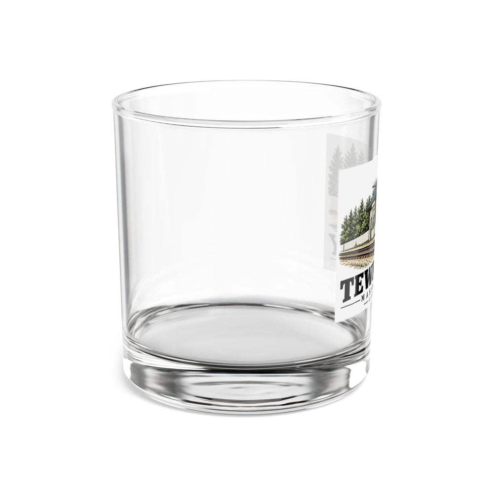 Tewksbury Centre railroad station, Tewksbury illustration on 10 oz rocks glass — right side view