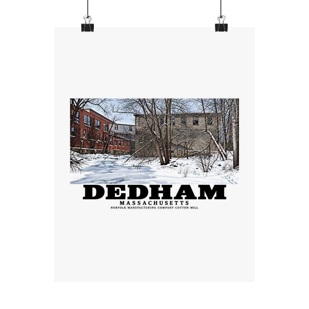 Illustrated Norfolk Manufacturing Company Cotton Mill in Dedham on unframed matte poster