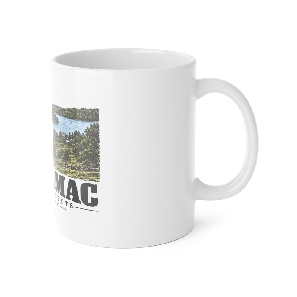 Merrimac Merrimack River west from Noyes Hill, Merrimacport 11 oz White Ceramic Mug - Merrimack Valley Goods