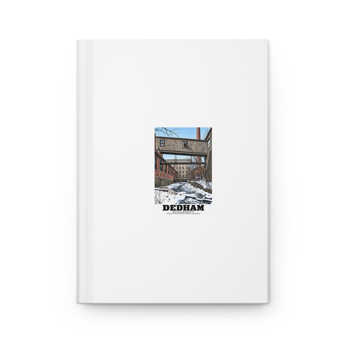 Illustrated Norfolk Manufacturing Company Cotton Mill in Dedham on matte hardcover journal