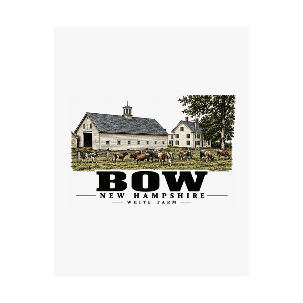 11 x 14 unclipped front of White Farm Jersey herd and barns matte poster, Bow, New Hampshire.