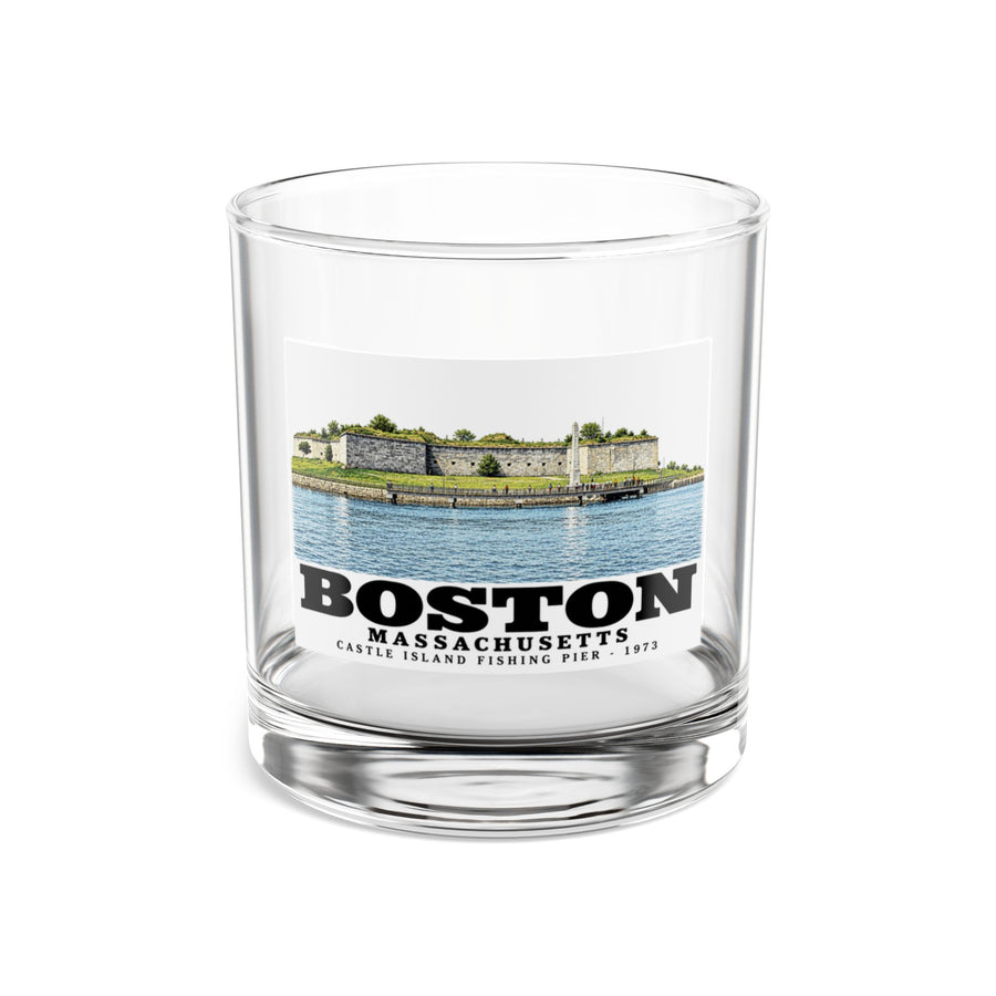 Castle Island, includes Fishing Pier 10 oz Rocks Glass - Boston Harbor