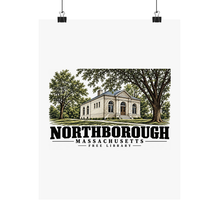Illustrated Free Library in Northborough on unframed matte poster