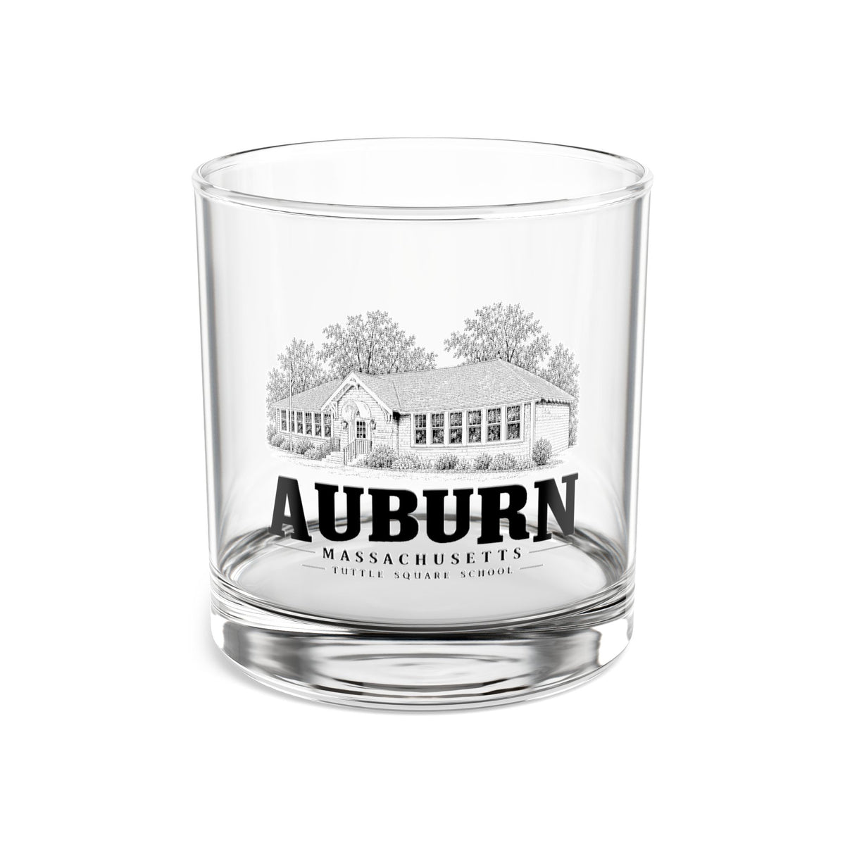 Auburn Tuttle Square School 10 oz Rocks Glass in Clear — front view